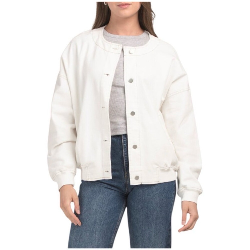 Le Lis Off-White cream women’s bomber 100% cotton jacket small